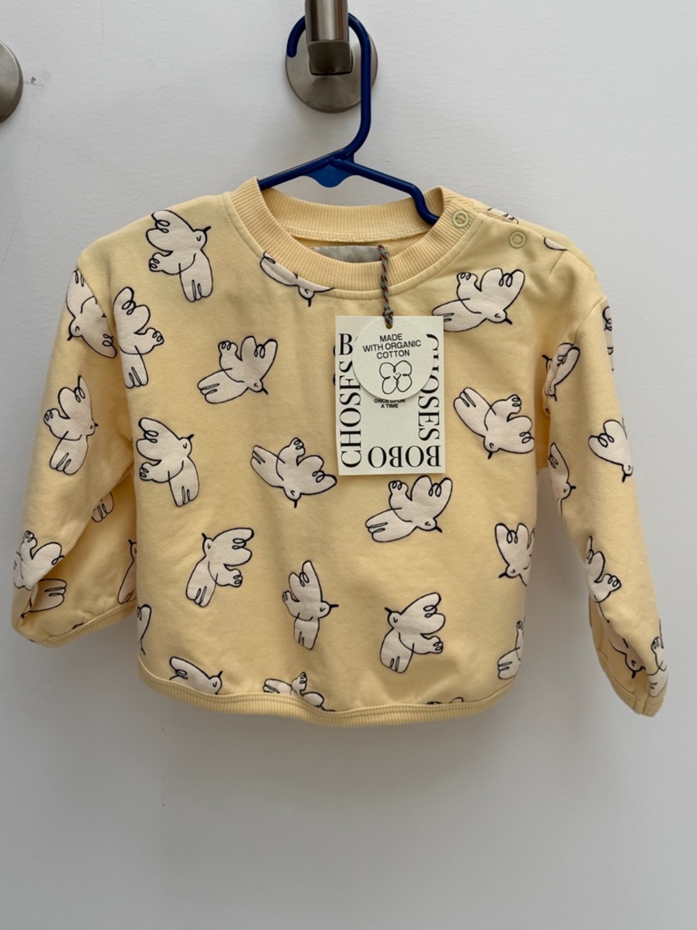 Bobo Choses Soft Yellow Organic Cotton Sweatshirt with Bird Print